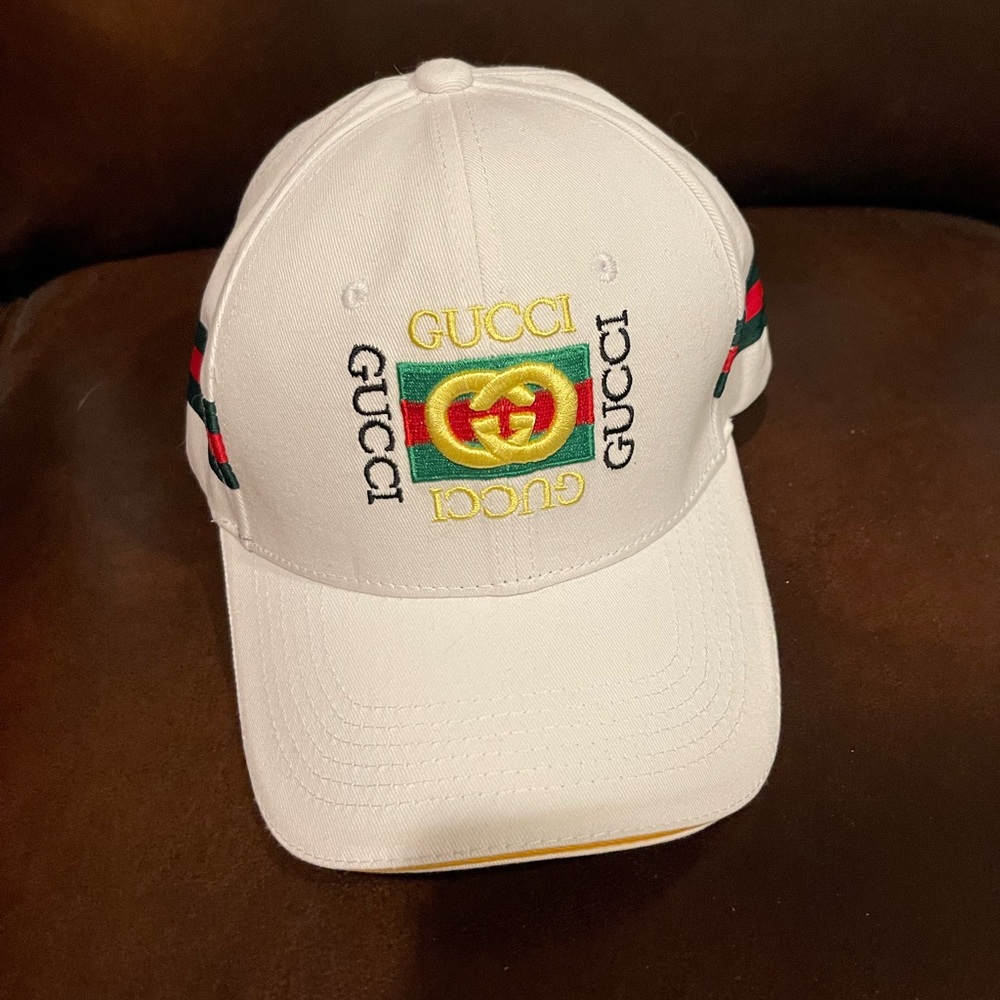 GG White Baseball Cap with Logo